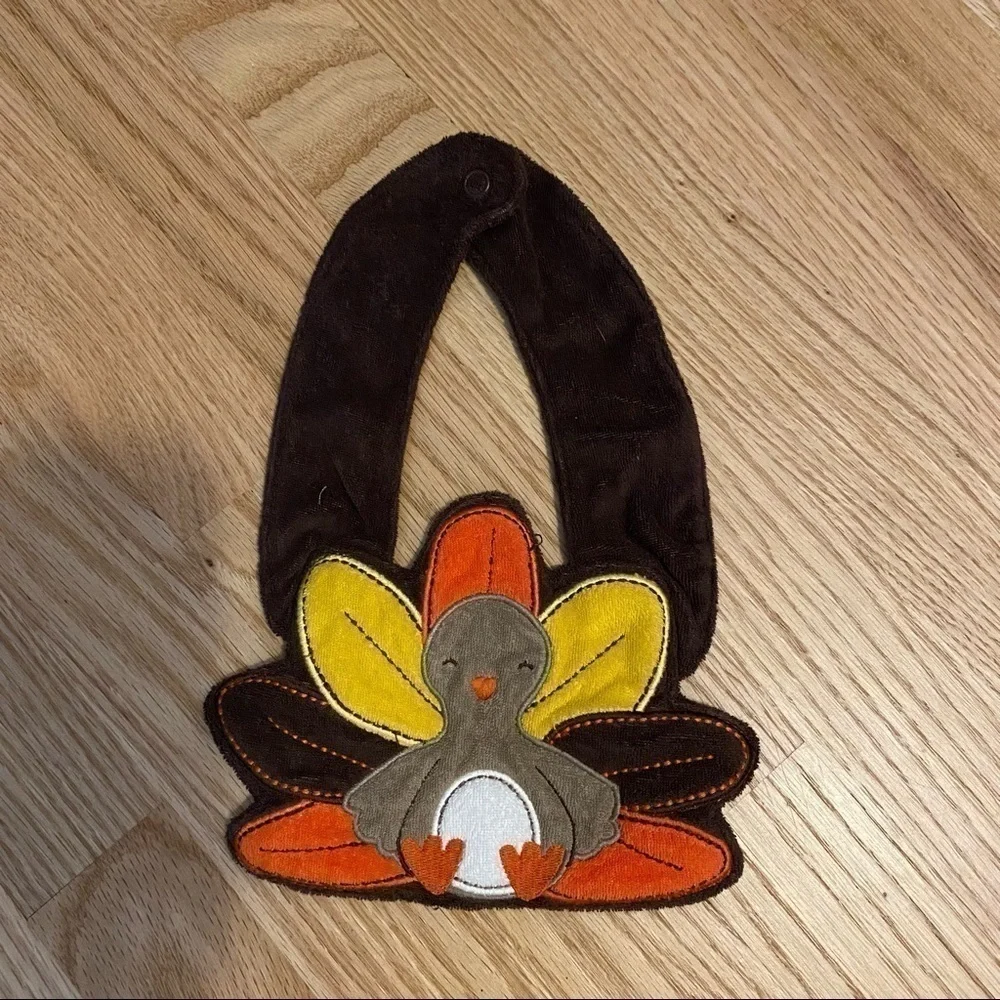 Turkey Bib Baby Carter’s Brown Orange Yellow Thanksgiving Fall